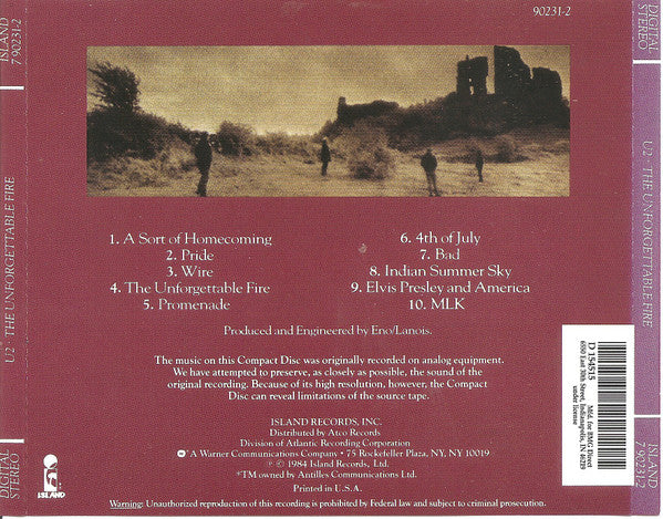 The Unforgettable Fire (CD) | Near Mint (NM) Near Mint (NM) Get Cheap Vinyl