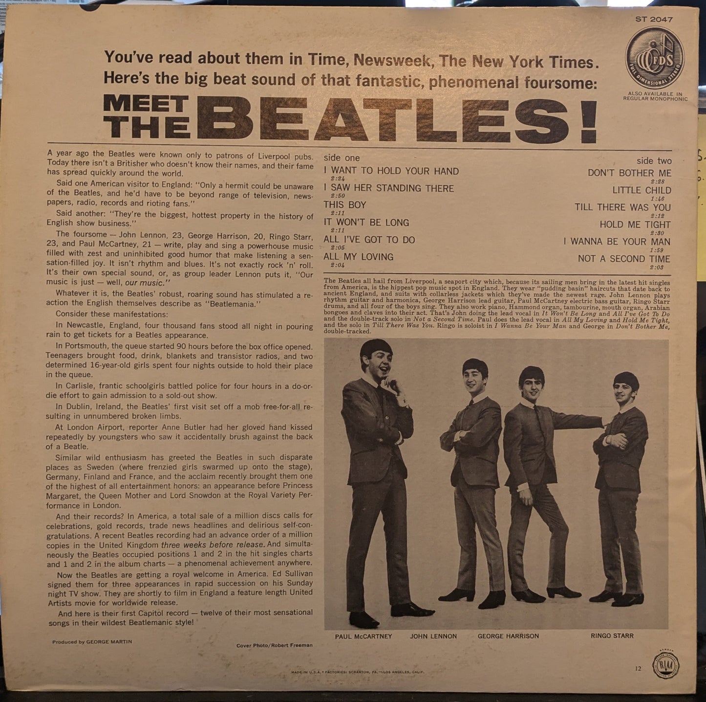 Meet The Beatles! (VINYL)(WINCHESTER REISSUE) | Near Mint (NM) Excellent+ (EX+) Get Cheap Vinyl