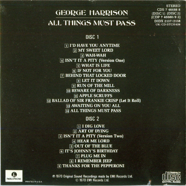 All Things Must Pass *2XCD* | Very Good Plus (VG+) Excellent (EX) Get Cheap Vinyl