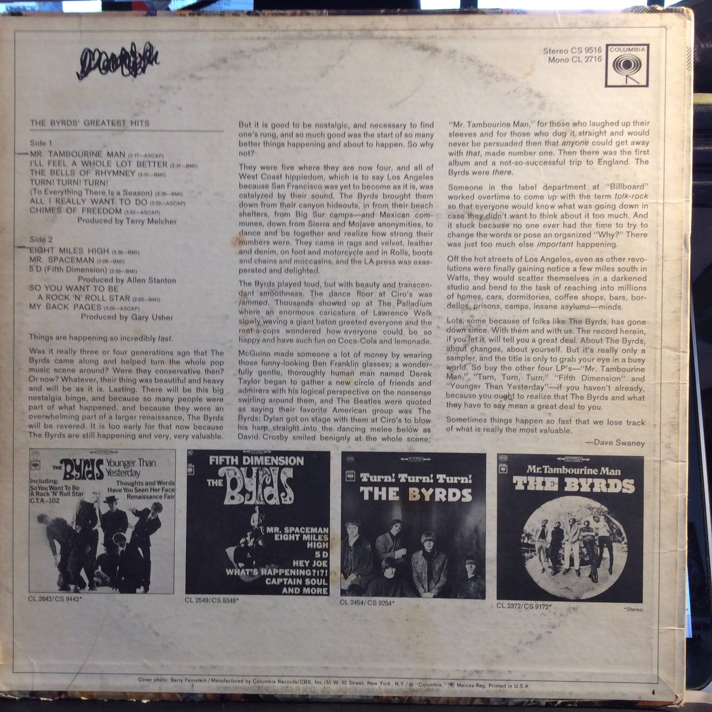 The Byrds' Greatest Hits (VINYL) | Very Good Plus Plus (VG++) Very Good Plus Plus (VG++) Get Cheap Vinyl