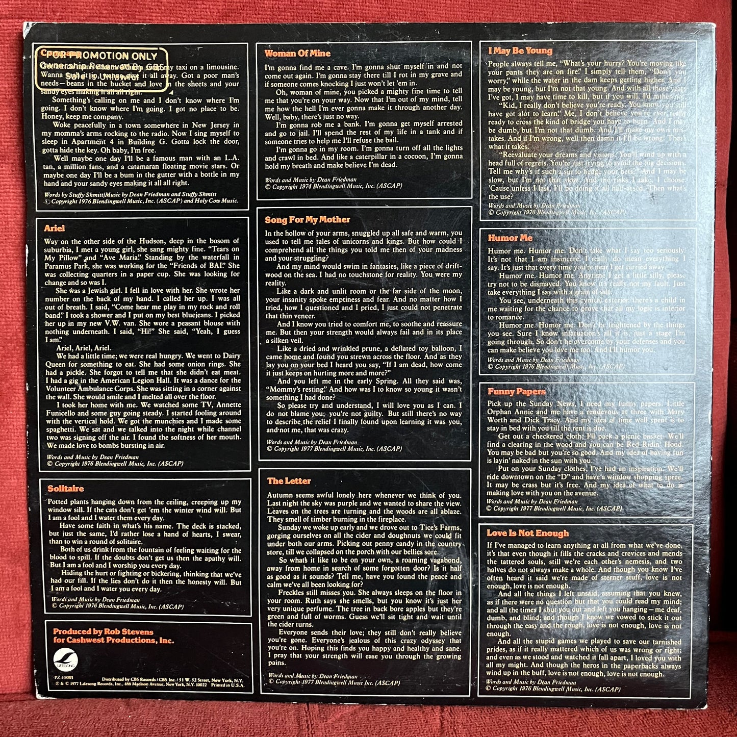 Dean Friedman | Very Good Plus (VG+) Very Good (VG) Get Cheap Vinyl
