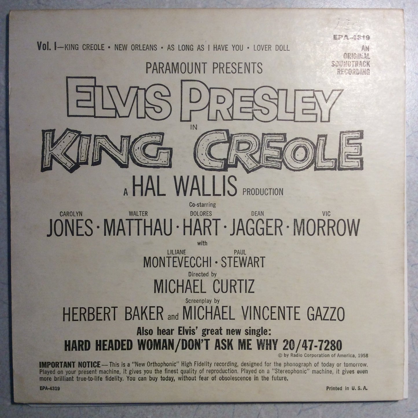 King Creole (Vol. 1) (7" VINYL) | Very Good (VG) Excellent (EX) Get Cheap Vinyl