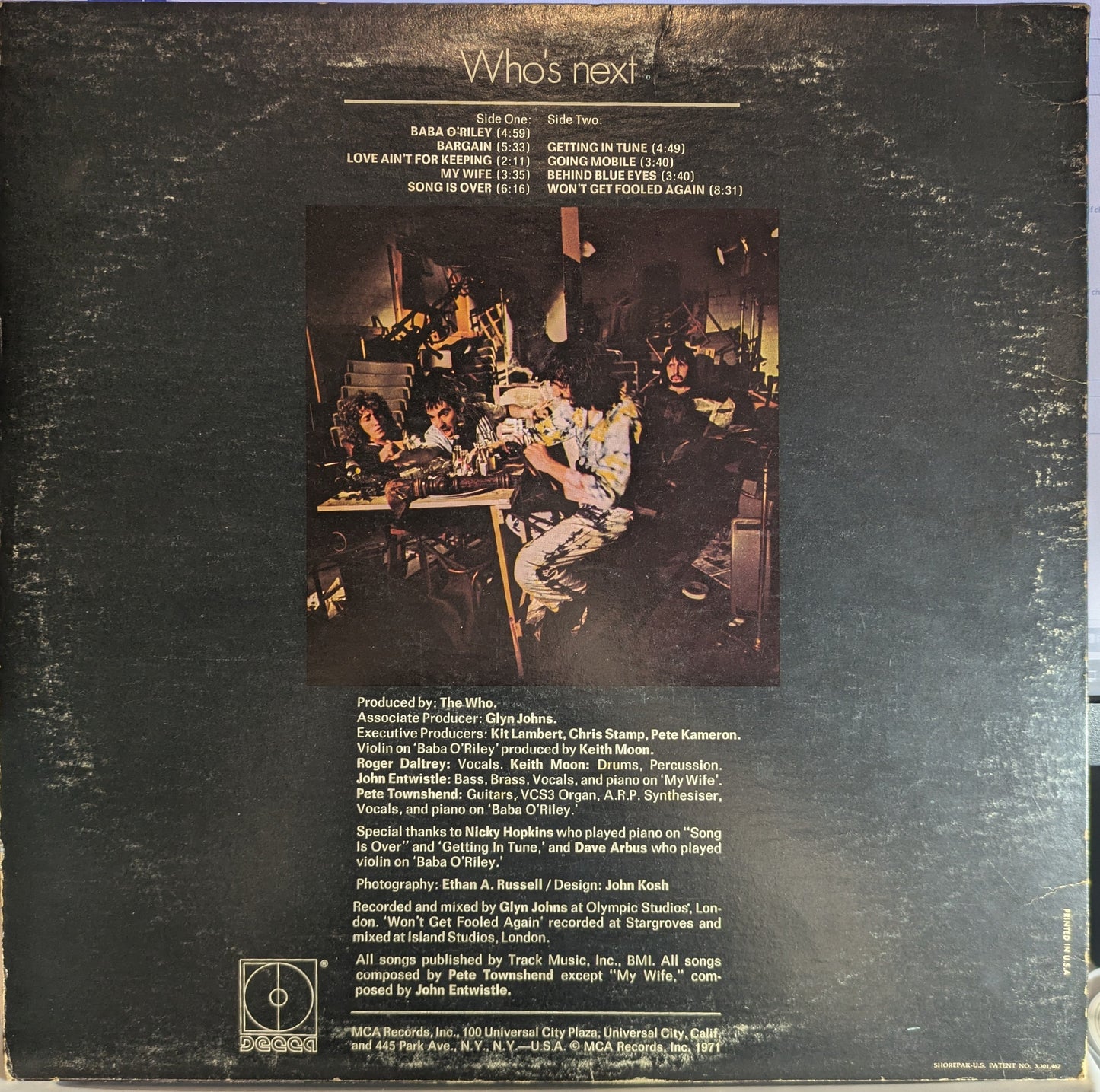 Who's Next (VINYL) | Very Good (VG) Very Good Plus (VG+) Get Cheap Vinyl