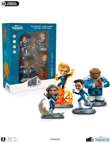 (PRE-ORDER 9/4/25) MiniCo Fantastic Four Metallic First Steps 4 Pack (Large Item, Statue, Collectible,) | Get Cheap Vinyl