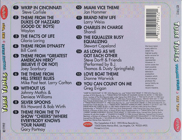 Tube Tunes Volume Three ✻ The '80s (CD) | Excellent+ (EX+) Near Mint (NM) Get Cheap Vinyl