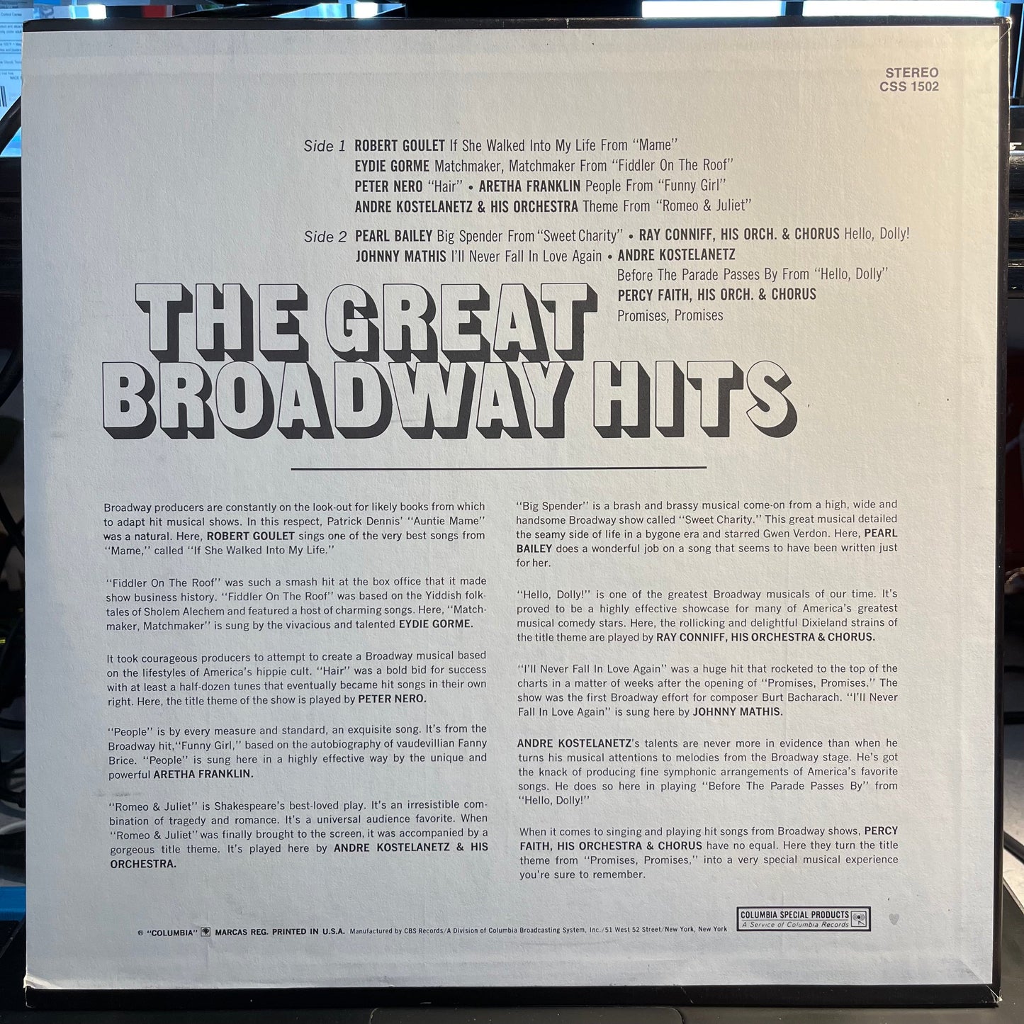The Great Broadway Hits | Near Mint (NM) Near Mint (NM) Get Cheap Vinyl