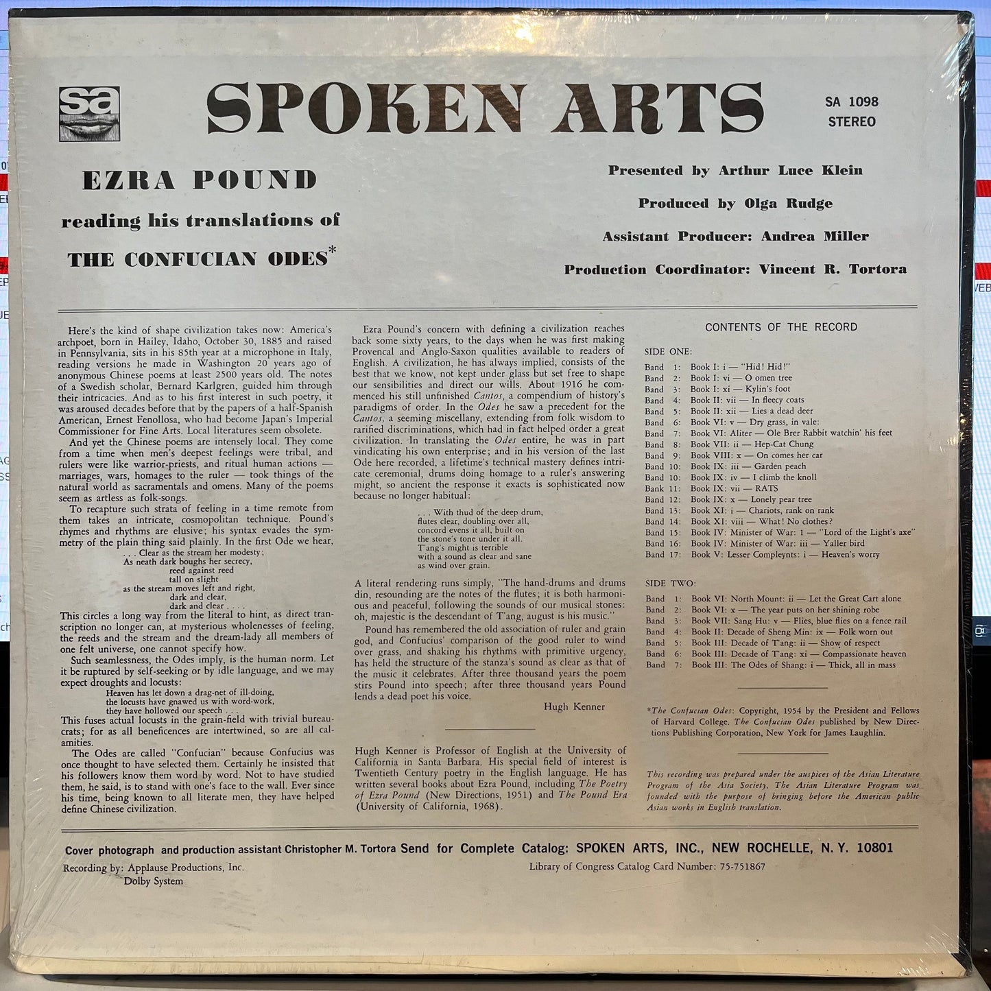 Ezra Pound Reading His Translations Of The Confucian Odes | Mint (M) Near Mint (NM) Get Cheap Vinyl