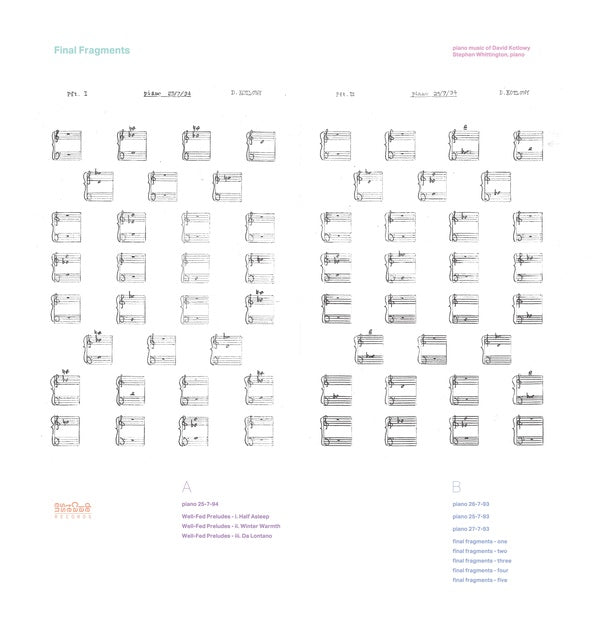 Final Fragments - Piano Music of David Kotlowy | Get Cheap Vinyl