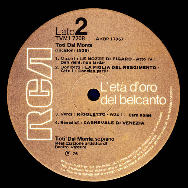 Toti Dal Monte | Near Mint (NM) Very Good Plus (VG+) Get Cheap Vinyl