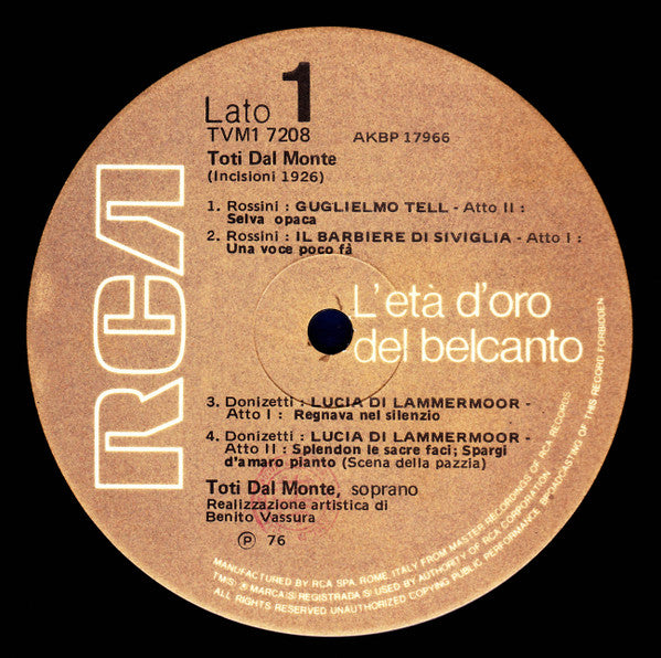 Toti Dal Monte | Near Mint (NM) Very Good Plus (VG+) Get Cheap Vinyl