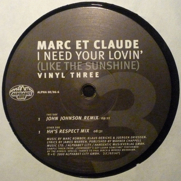 I Need Your Lovin' (Like The Sunshine) | Very Good Plus (VG+) Excellent (EX) Get Cheap Vinyl