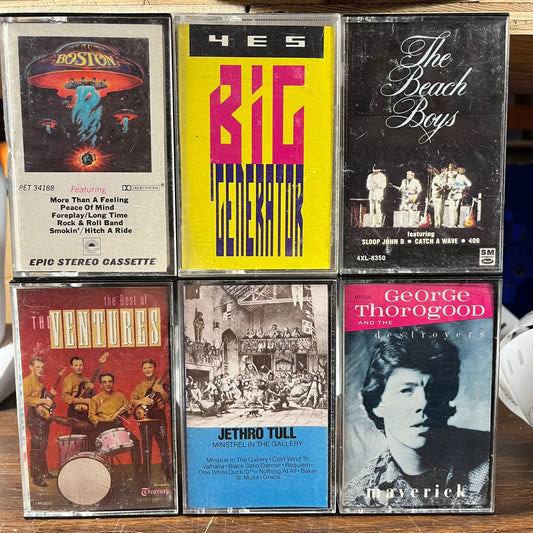 6 CASSETTE LOT / BOSTON / YES / BEACH BOYS / VENTURES / JETHRO TULL / GEORGE THOROGOOD | Very Good Plus (VG+) Very Good Plus (VG+) Get Cheap Vinyl