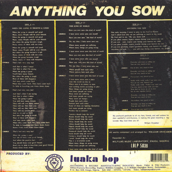 Anything You Sow | Mint (M) Mint (M) Get Cheap Vinyl