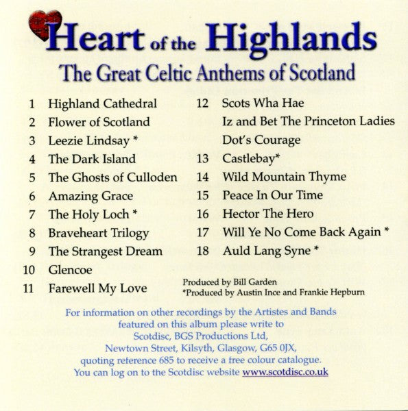 Heart Of The Highlands (The Great Celtic Anthems Of Scotland) (CD) | Near Mint (NM) Excellent (EX) Get Cheap Vinyl