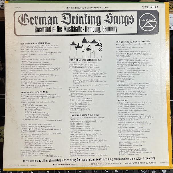 German Drinking Songs (VINYL) | Near Mint (NM or M-) Near Mint- (NM-) Get Cheap Vinyl
